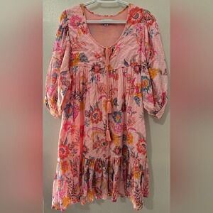 Floral Pink Dress Molly Bracken Medium Lightweight, Flowy